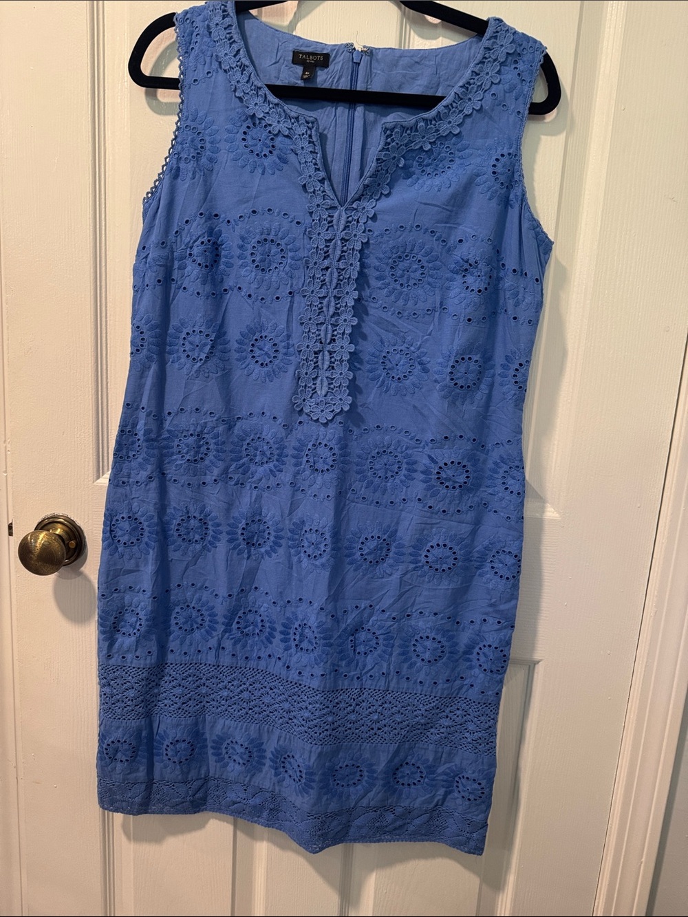 Talbots Periwinkle Eyelet Sleeveless Shift Size 8p